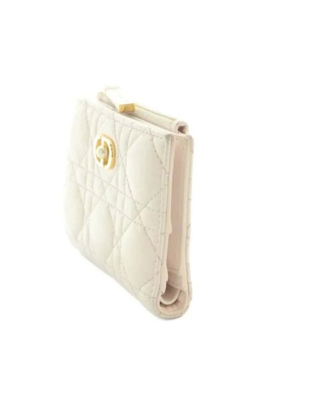 Dior le Jolie Dahlia Wallet Bifold Coin Purse Cannage Stitching Light Pink